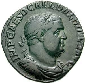 Balbinus Roman co-emperor ca 238 CE Location TBD  Photo by  Classical Numismatic Group Lancaster PA